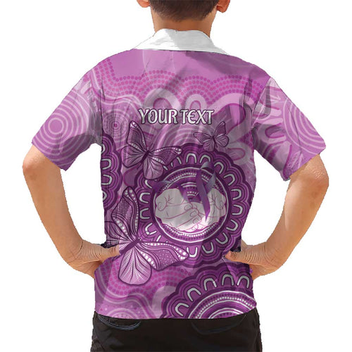 Australia Lupus Awareness Month Personalised Kid Hawaiian Shirt Warrior Purple Ribbon Butterflies Indigenous Art
