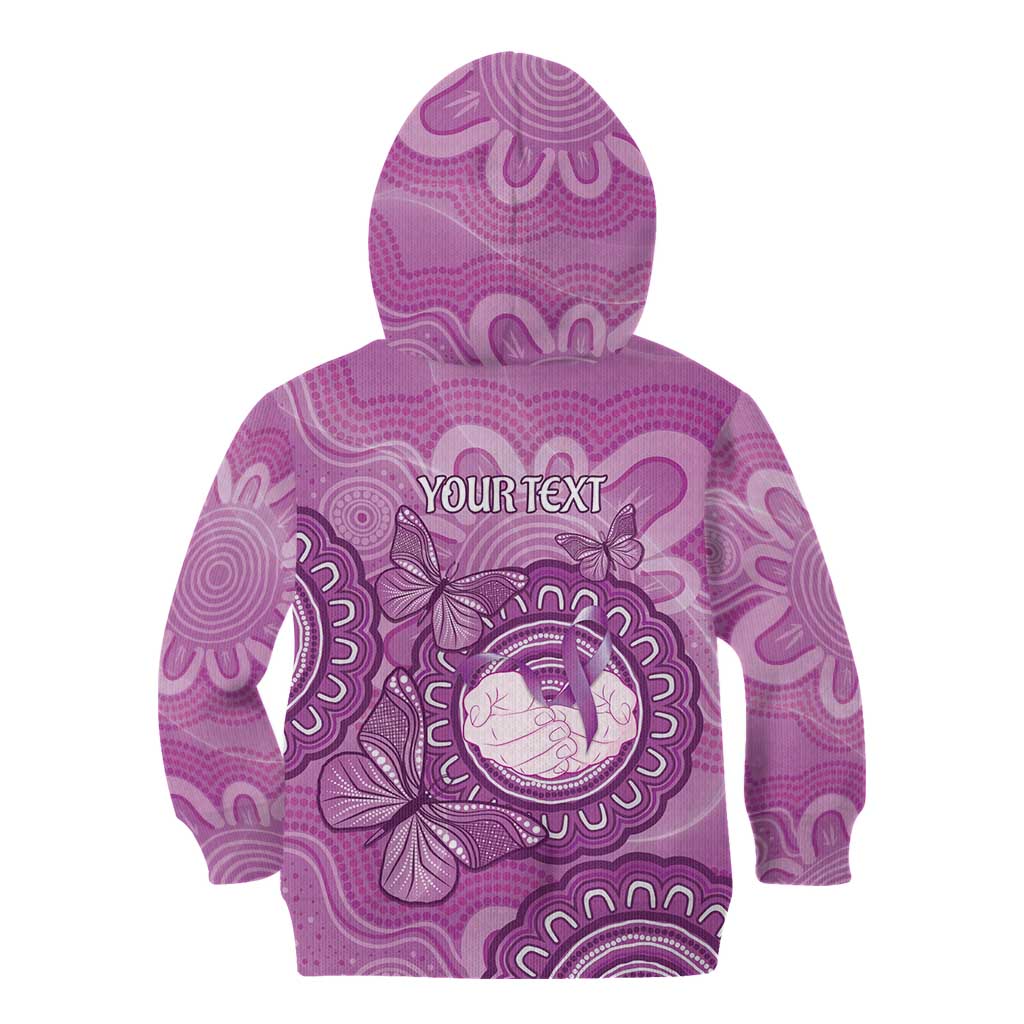 Australia Lupus Awareness Month Personalised Kid Hoodie Warrior Purple Ribbon Butterflies Indigenous Art