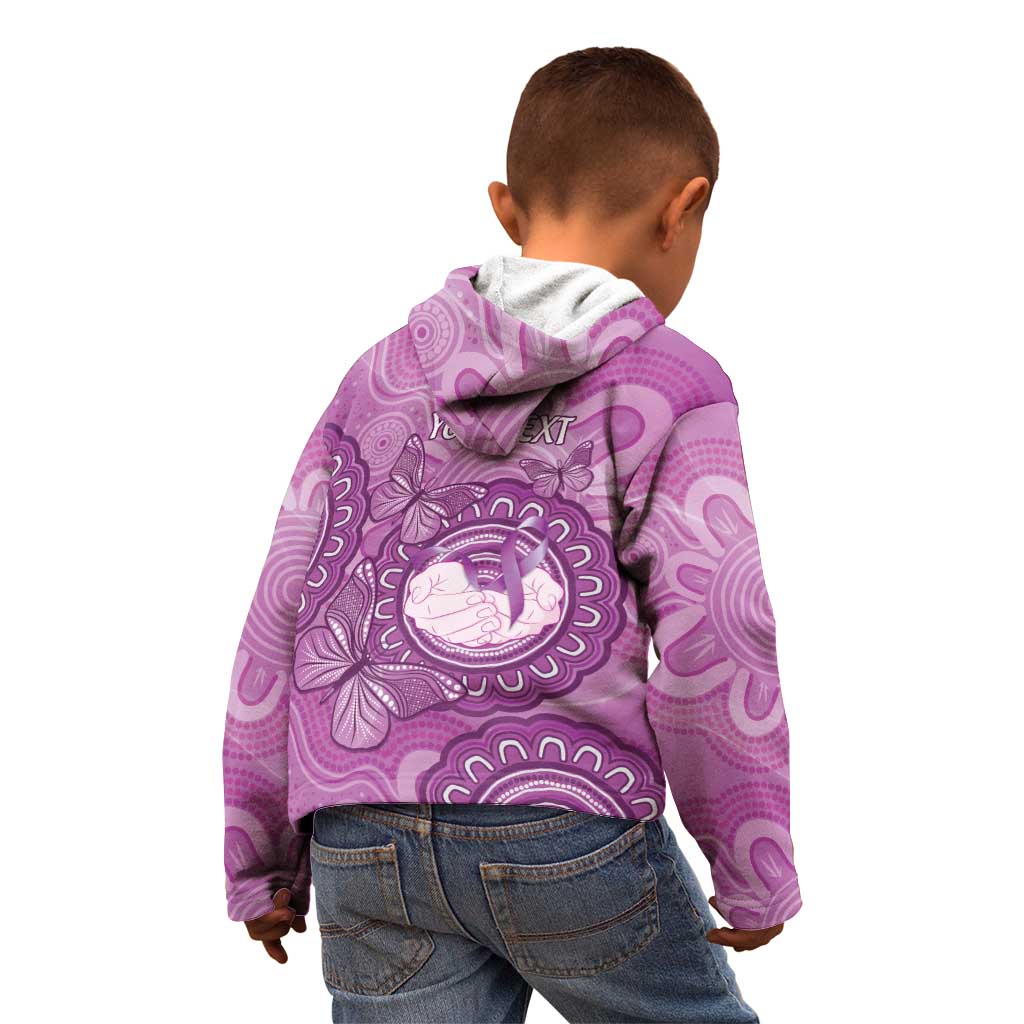 Australia Lupus Awareness Month Personalised Kid Hoodie Warrior Purple Ribbon Butterflies Indigenous Art