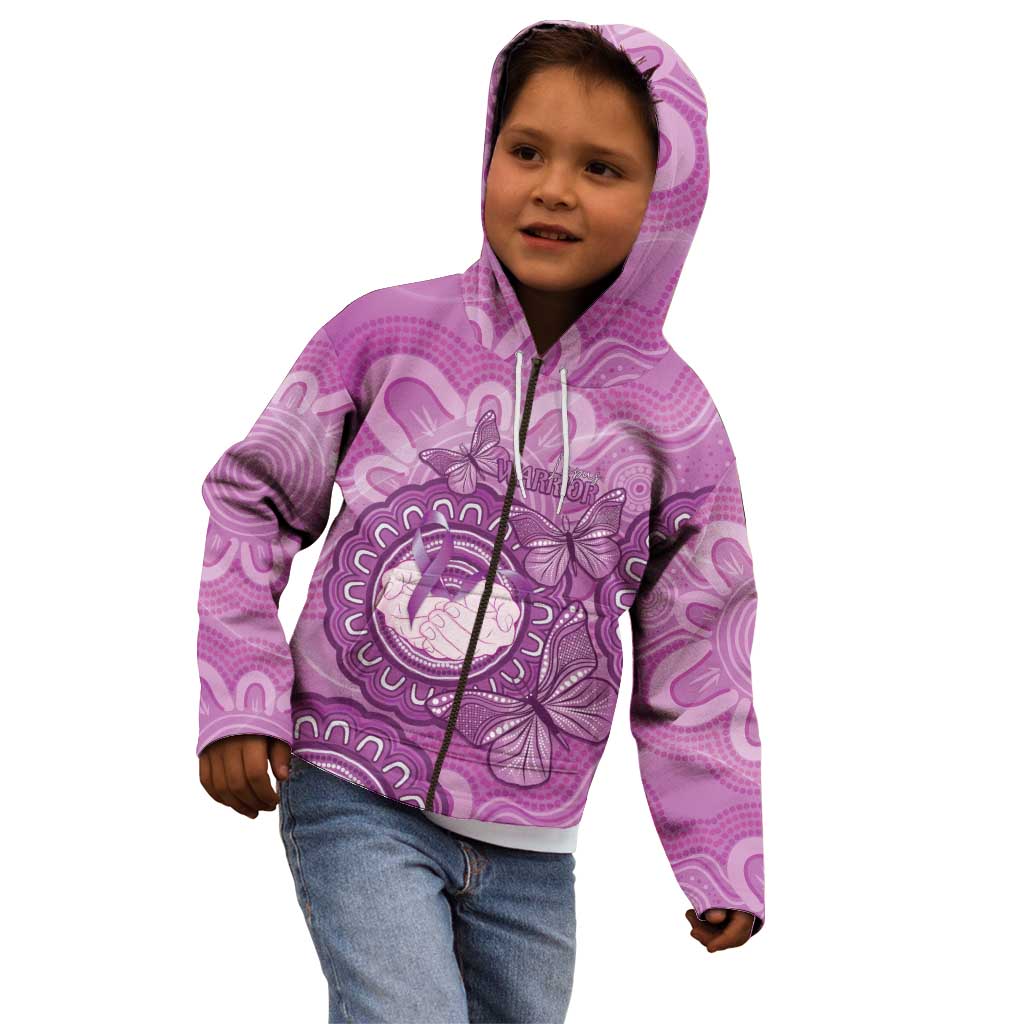 Australia Lupus Awareness Month Personalised Kid Hoodie Warrior Purple Ribbon Butterflies Indigenous Art