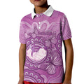 Australia Lupus Awareness Month Personalised Kid Polo Shirt Warrior Purple Ribbon Butterflies Indigenous Art