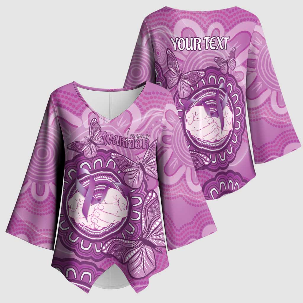 Australia Lupus Awareness Month Personalised Kimono Sleeve Blouse Warrior Purple Ribbon Butterflies Indigenous Art