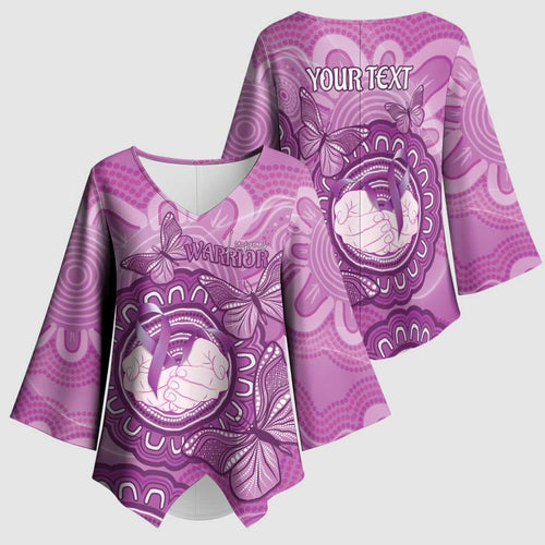 Australia Lupus Awareness Month Personalised Kimono Sleeve Blouse Warrior Purple Ribbon Butterflies Indigenous Art