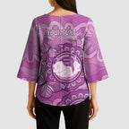 Australia Lupus Awareness Month Personalised Kimono Sleeve Blouse Warrior Purple Ribbon Butterflies Indigenous Art