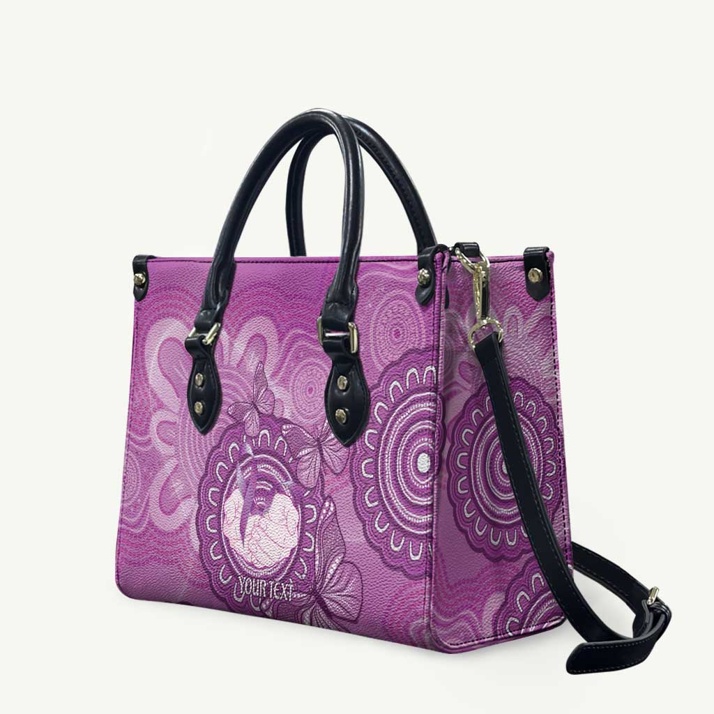 Australia Lupus Awareness Month Personalised Leather Bag Warrior Purple Ribbon Butterflies Indigenous Art