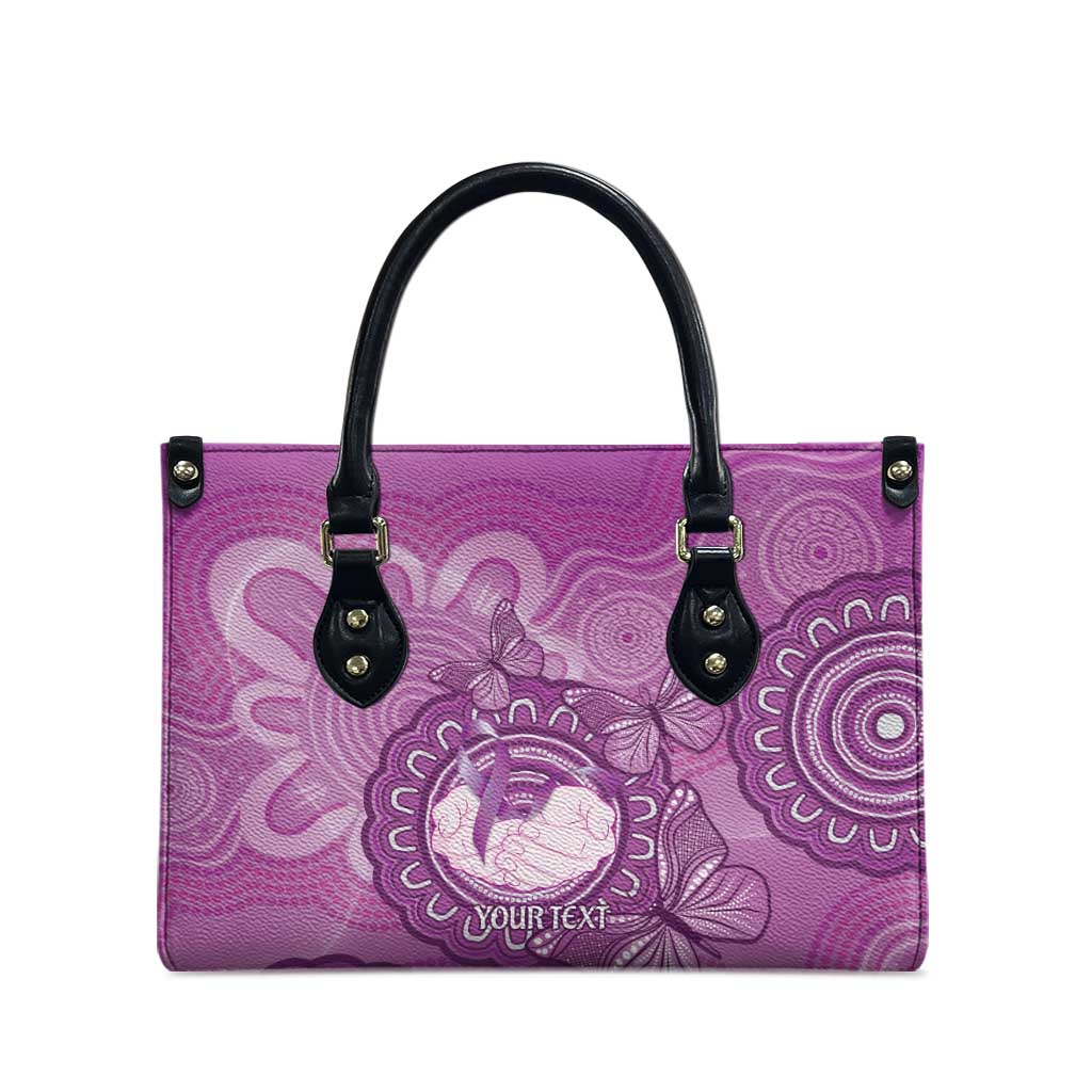 Australia Lupus Awareness Month Personalised Leather Bag Warrior Purple Ribbon Butterflies Indigenous Art
