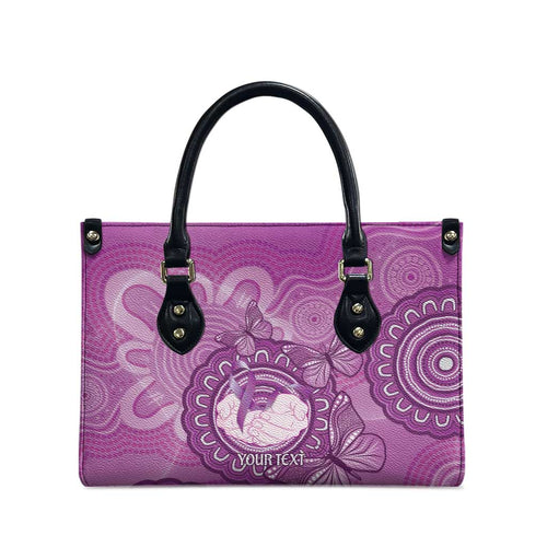 Australia Lupus Awareness Month Personalised Leather Bag Warrior Purple Ribbon Butterflies Indigenous Art