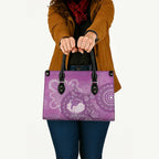 Australia Lupus Awareness Month Personalised Leather Bag Warrior Purple Ribbon Butterflies Indigenous Art