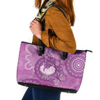 Australia Lupus Awareness Month Personalised Leather Tote Bag Warrior Purple Ribbon Butterflies Indigenous Art