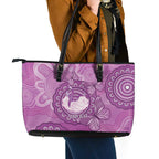 Australia Lupus Awareness Month Personalised Leather Tote Bag Warrior Purple Ribbon Butterflies Indigenous Art