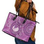 Australia Lupus Awareness Month Personalised Leather Tote Bag Warrior Purple Ribbon Butterflies Indigenous Art