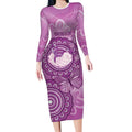 Australia Lupus Awareness Month Personalised Long Sleeve Bodycon Dress Warrior Purple Ribbon Butterflies Indigenous Art