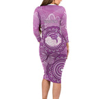 Australia Lupus Awareness Month Personalised Long Sleeve Bodycon Dress Warrior Purple Ribbon Butterflies Indigenous Art
