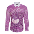 Australia Lupus Awareness Month Personalised Long Sleeve Button Shirt Warrior Purple Ribbon Butterflies Indigenous Art