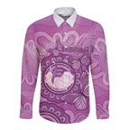 Australia Lupus Awareness Month Personalised Long Sleeve Button Shirt Warrior Purple Ribbon Butterflies Indigenous Art