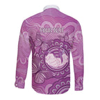 Australia Lupus Awareness Month Personalised Long Sleeve Button Shirt Warrior Purple Ribbon Butterflies Indigenous Art