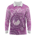Australia Lupus Awareness Month Personalised Long Sleeve Polo Shirt Warrior Purple Ribbon Butterflies Indigenous Art