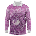 Australia Lupus Awareness Month Personalised Long Sleeve Polo Shirt Warrior Purple Ribbon Butterflies Indigenous Art