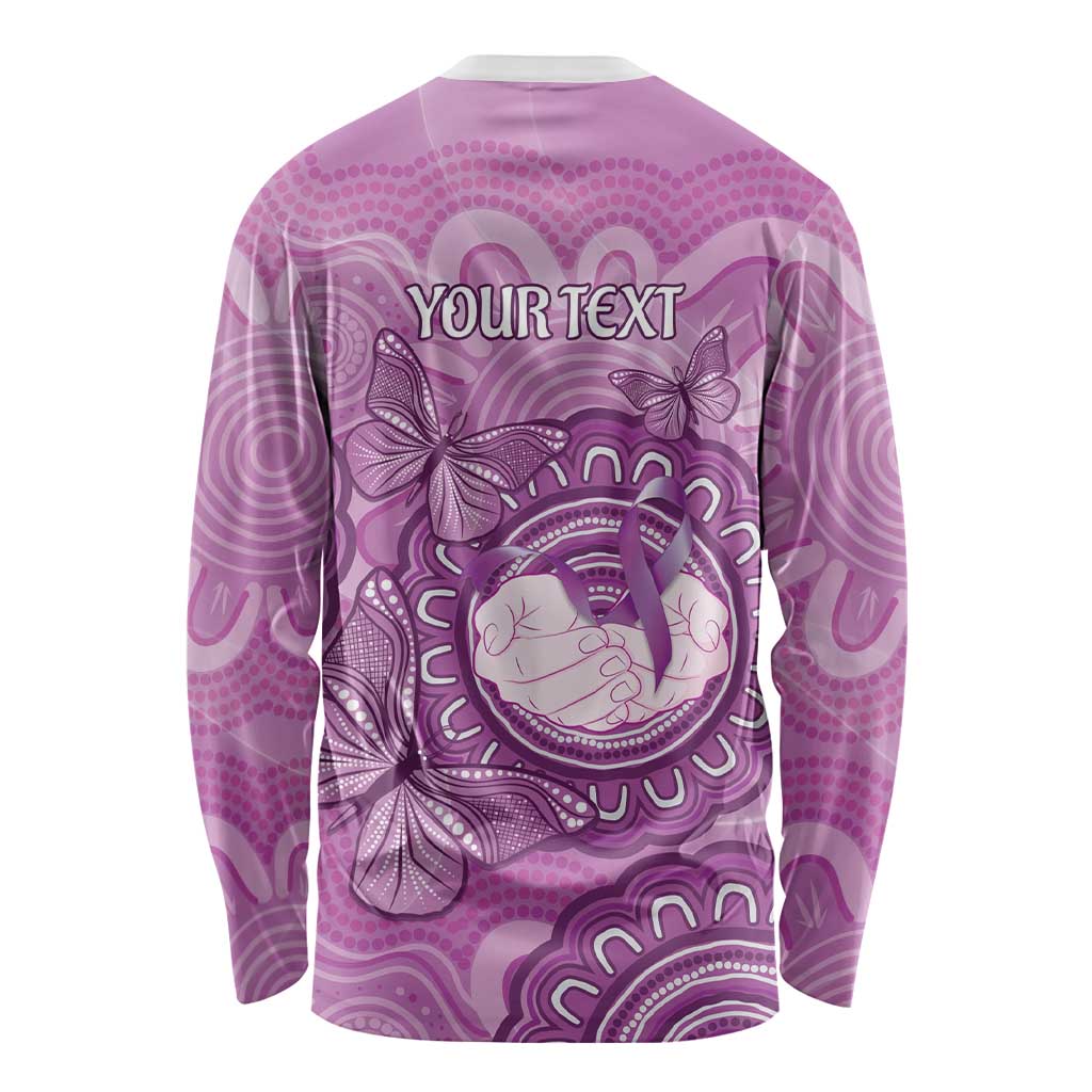 Australia Lupus Awareness Month Personalised Long Sleeve Shirt Warrior Purple Ribbon Butterflies Indigenous Art