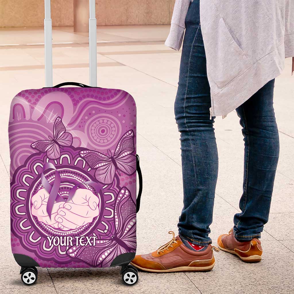 Australia Lupus Awareness Month Personalised Luggage Cover Warrior Purple Ribbon Butterflies Indigenous Art