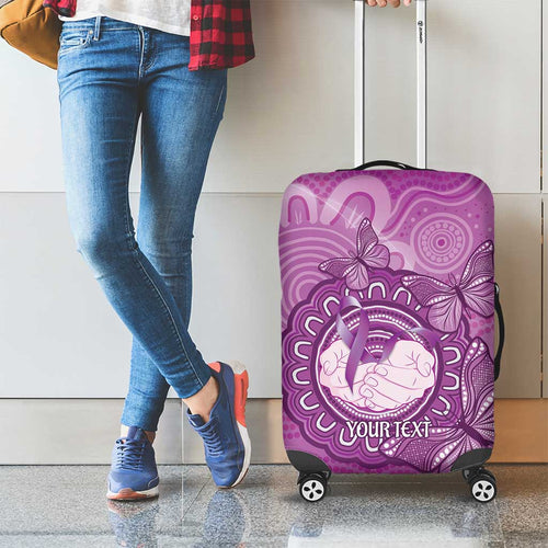 Australia Lupus Awareness Month Personalised Luggage Cover Warrior Purple Ribbon Butterflies Indigenous Art