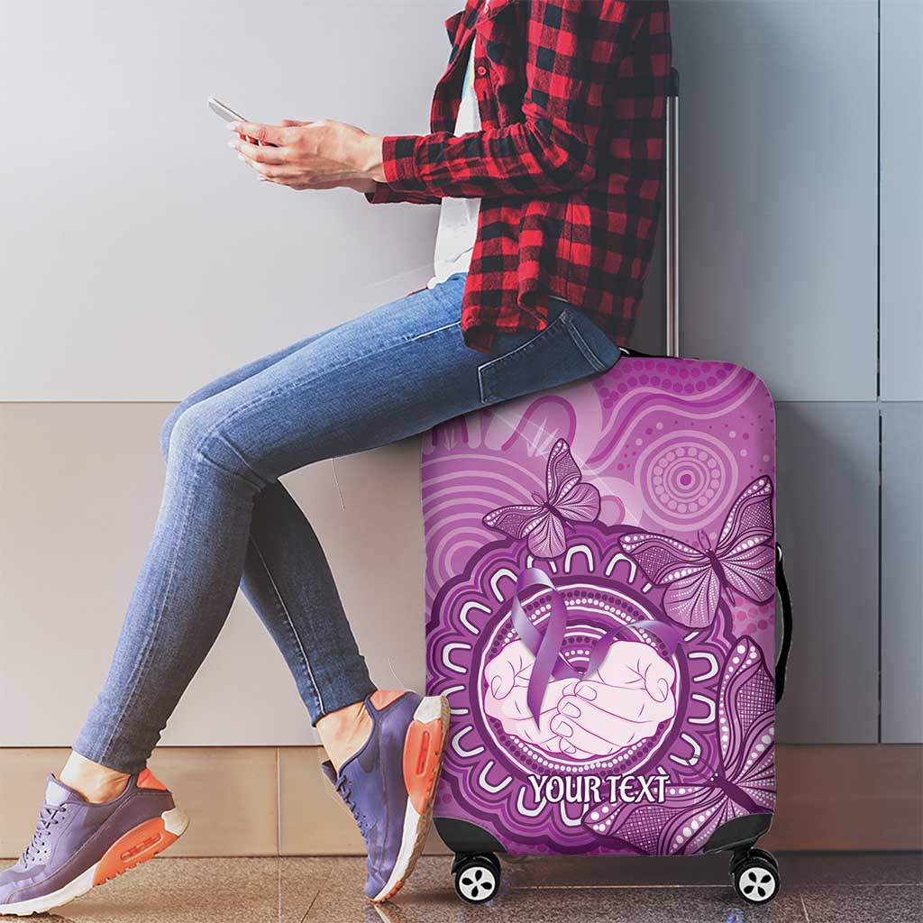 Australia Lupus Awareness Month Personalised Luggage Cover Warrior Purple Ribbon Butterflies Indigenous Art