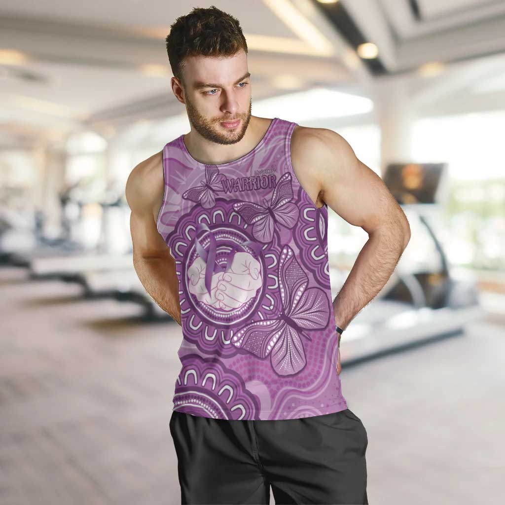 Australia Lupus Awareness Month Personalised Men Tank Top Warrior Purple Ribbon Butterflies Indigenous Art