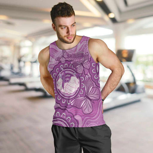 Australia Lupus Awareness Month Personalised Men Tank Top Warrior Purple Ribbon Butterflies Indigenous Art