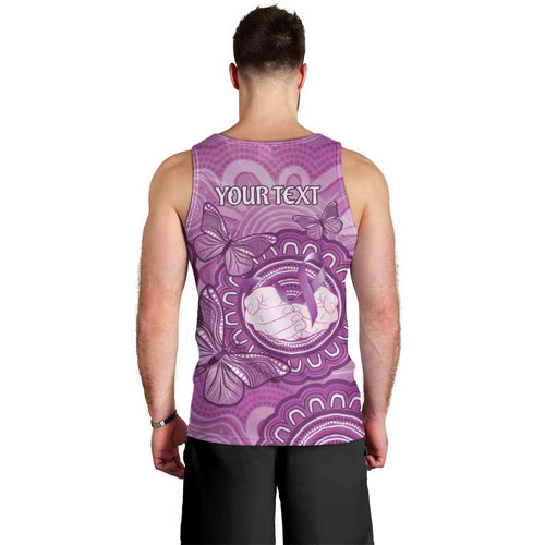 Australia Lupus Awareness Month Personalised Men Tank Top Warrior Purple Ribbon Butterflies Indigenous Art