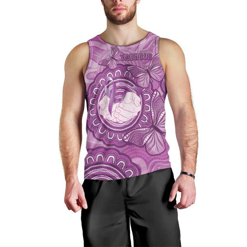 Australia Lupus Awareness Month Personalised Men Tank Top Warrior Purple Ribbon Butterflies Indigenous Art