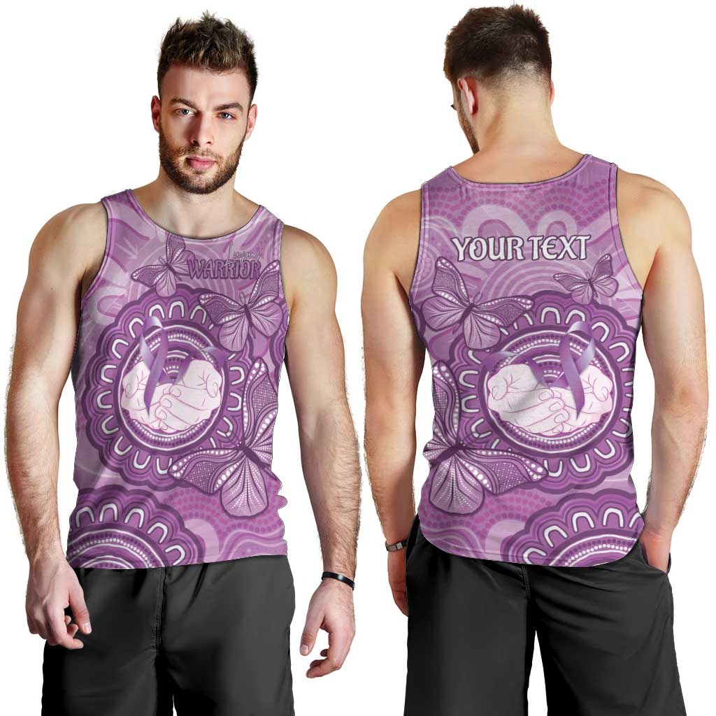 Australia Lupus Awareness Month Personalised Men Tank Top Warrior Purple Ribbon Butterflies Indigenous Art