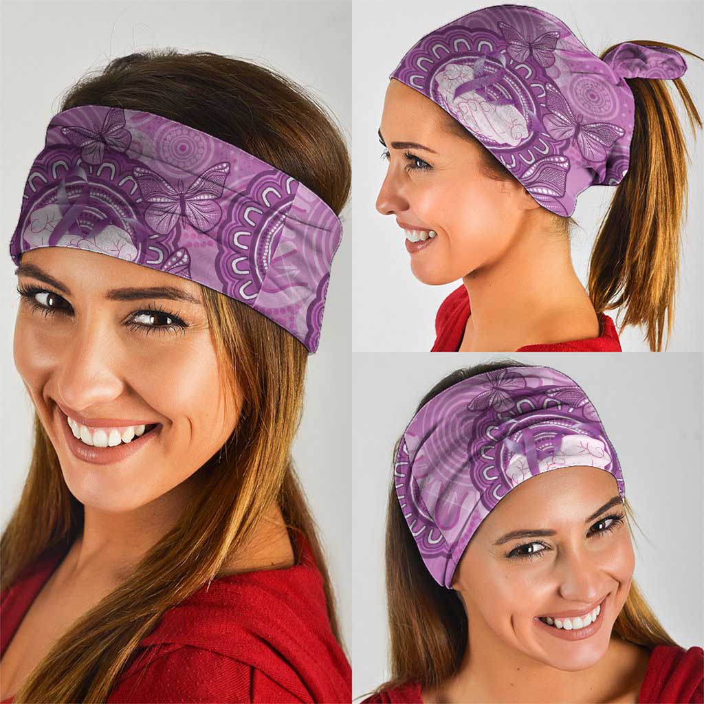 Australia Lupus Awareness Month Personalised Neck Gaiter Warrior Purple Ribbon Butterflies Indigenous Art