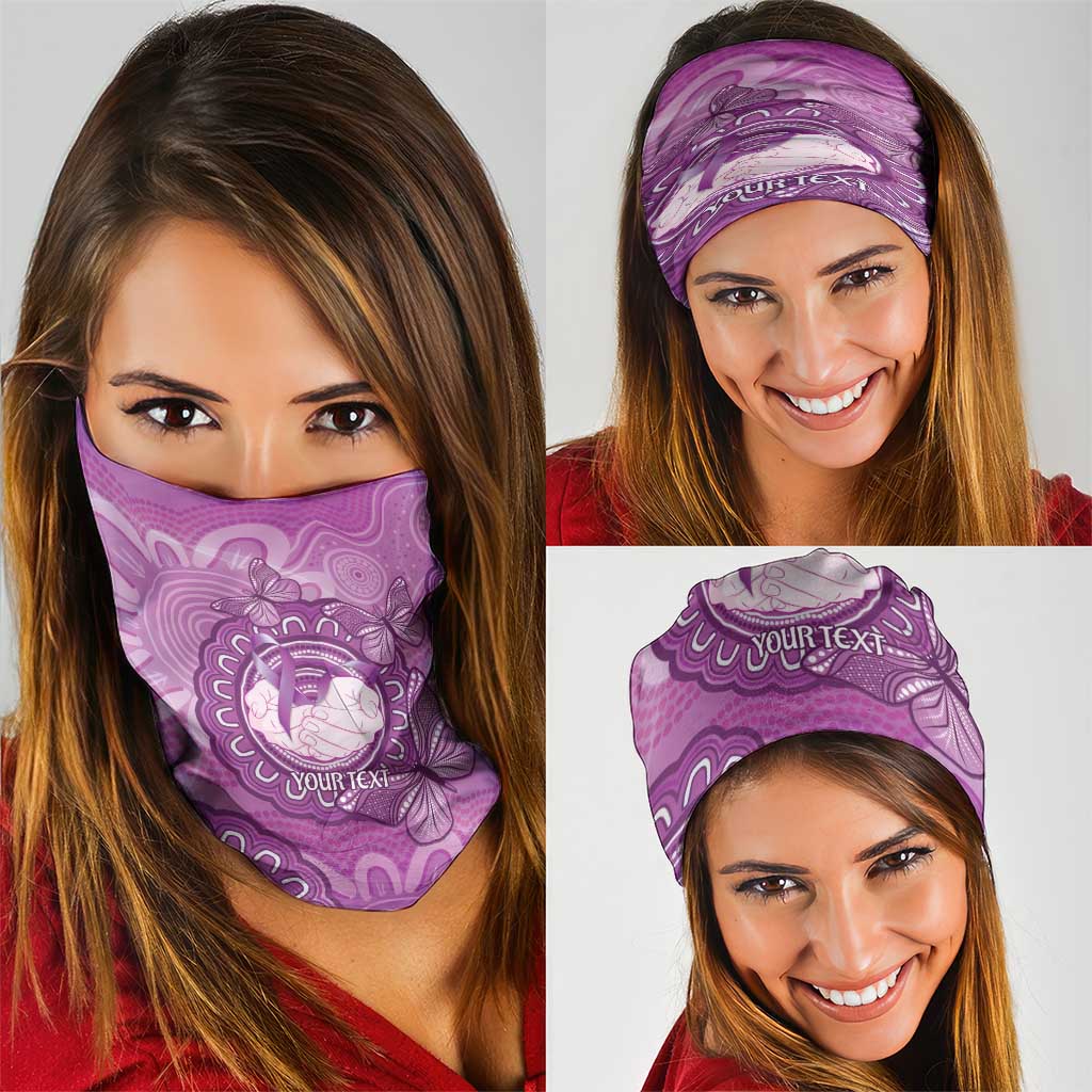 Australia Lupus Awareness Month Personalised Neck Gaiter Warrior Purple Ribbon Butterflies Indigenous Art