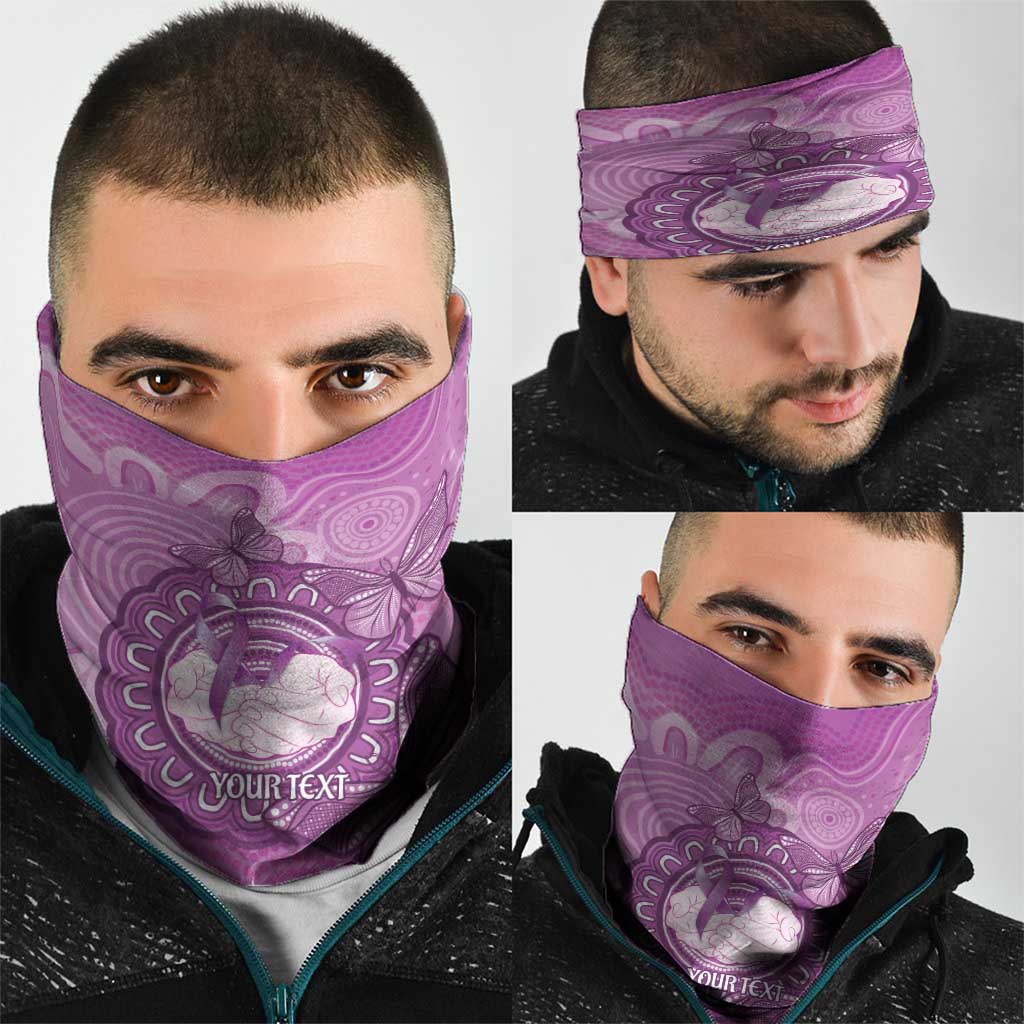 Australia Lupus Awareness Month Personalised Neck Gaiter Warrior Purple Ribbon Butterflies Indigenous Art