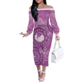Australia Lupus Awareness Month Personalised Off The Shoulder Long Sleeve Dress Warrior Purple Ribbon Butterflies Indigenous Art