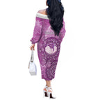 Australia Lupus Awareness Month Personalised Off The Shoulder Long Sleeve Dress Warrior Purple Ribbon Butterflies Indigenous Art