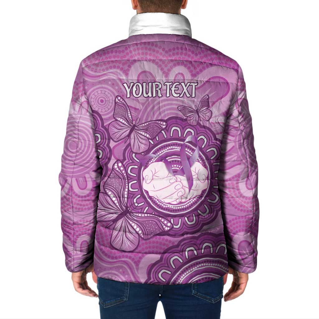 Australia Lupus Awareness Month Personalised Padded Jacket Warrior Purple Ribbon Butterflies Indigenous Art