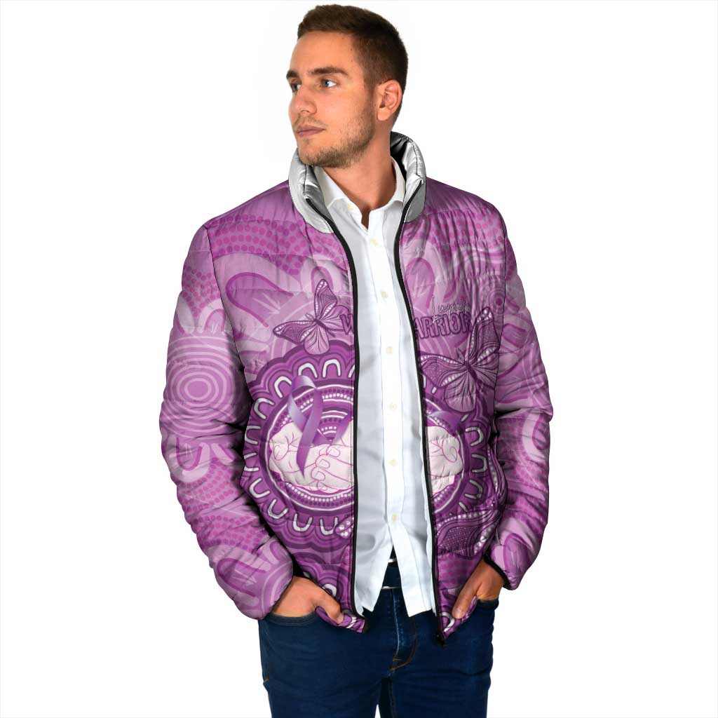 Australia Lupus Awareness Month Personalised Padded Jacket Warrior Purple Ribbon Butterflies Indigenous Art