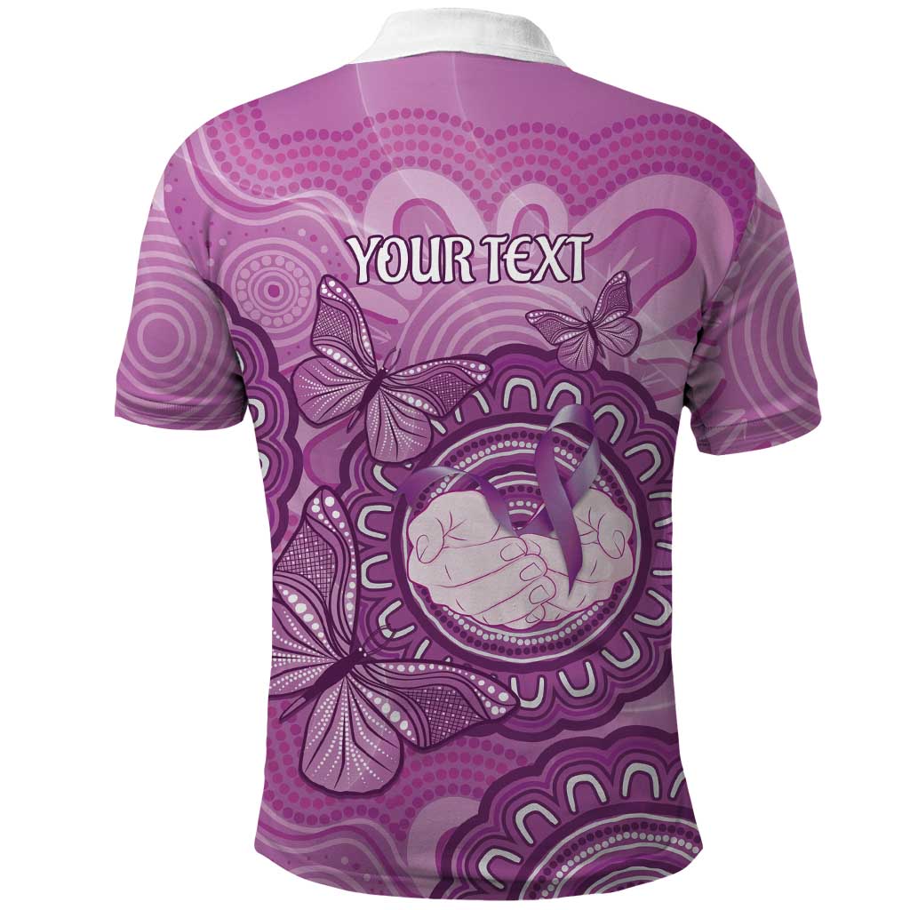Australia Lupus Awareness Month Personalised Polo Shirt Warrior Purple Ribbon Butterflies Indigenous Art