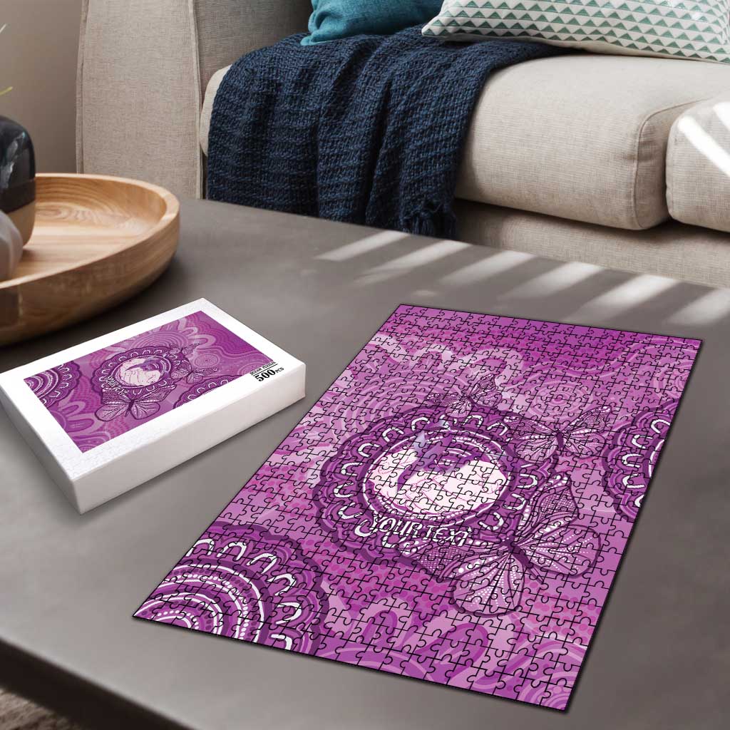Australia Lupus Awareness Month Personalised Puzzle Warrior Purple Ribbon Butterflies Indigenous Art