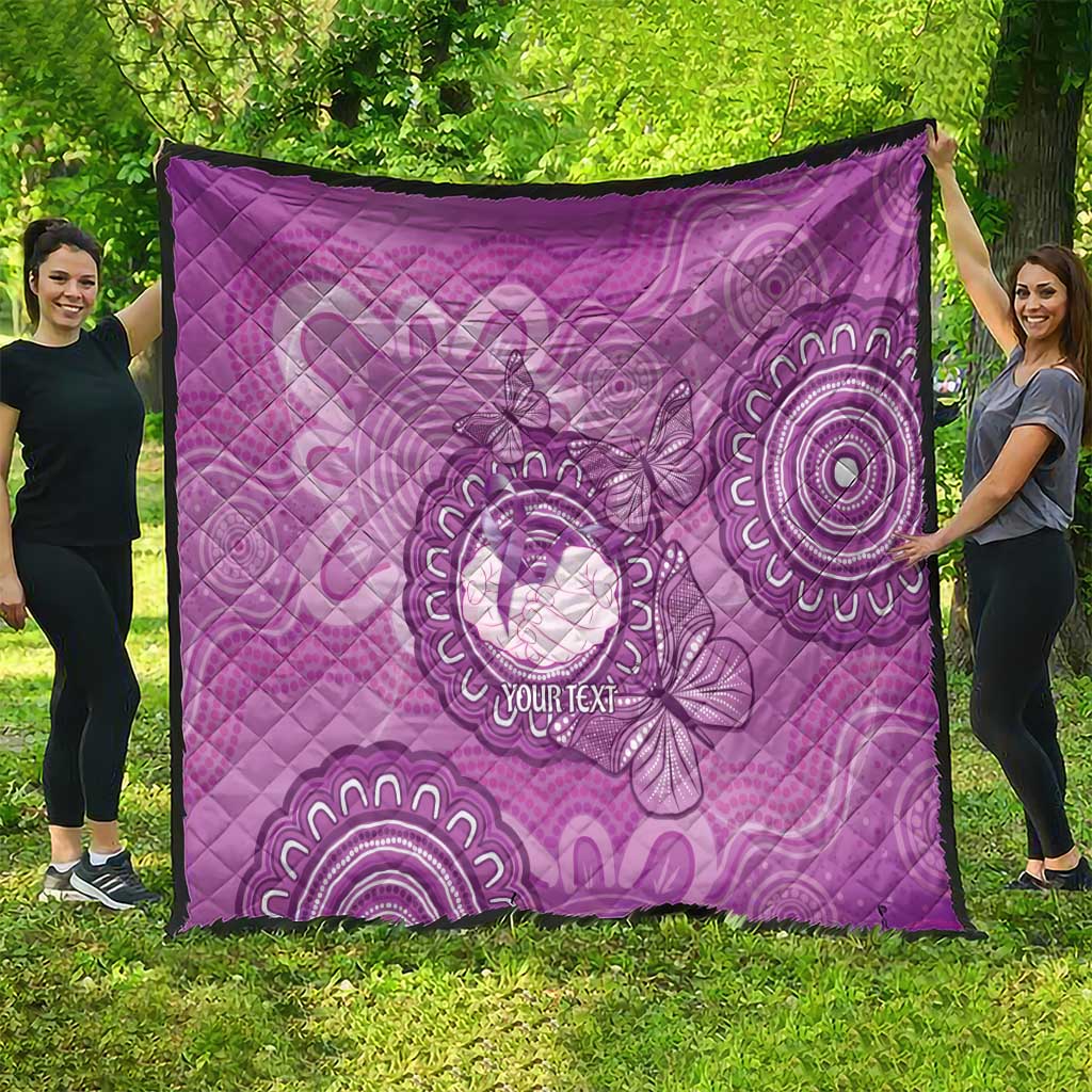 Australia Lupus Awareness Month Personalised Quilt Warrior Purple Ribbon Butterflies Indigenous Art
