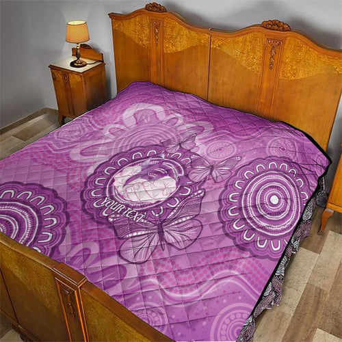 Australia Lupus Awareness Month Personalised Quilt Warrior Purple Ribbon Butterflies Indigenous Art