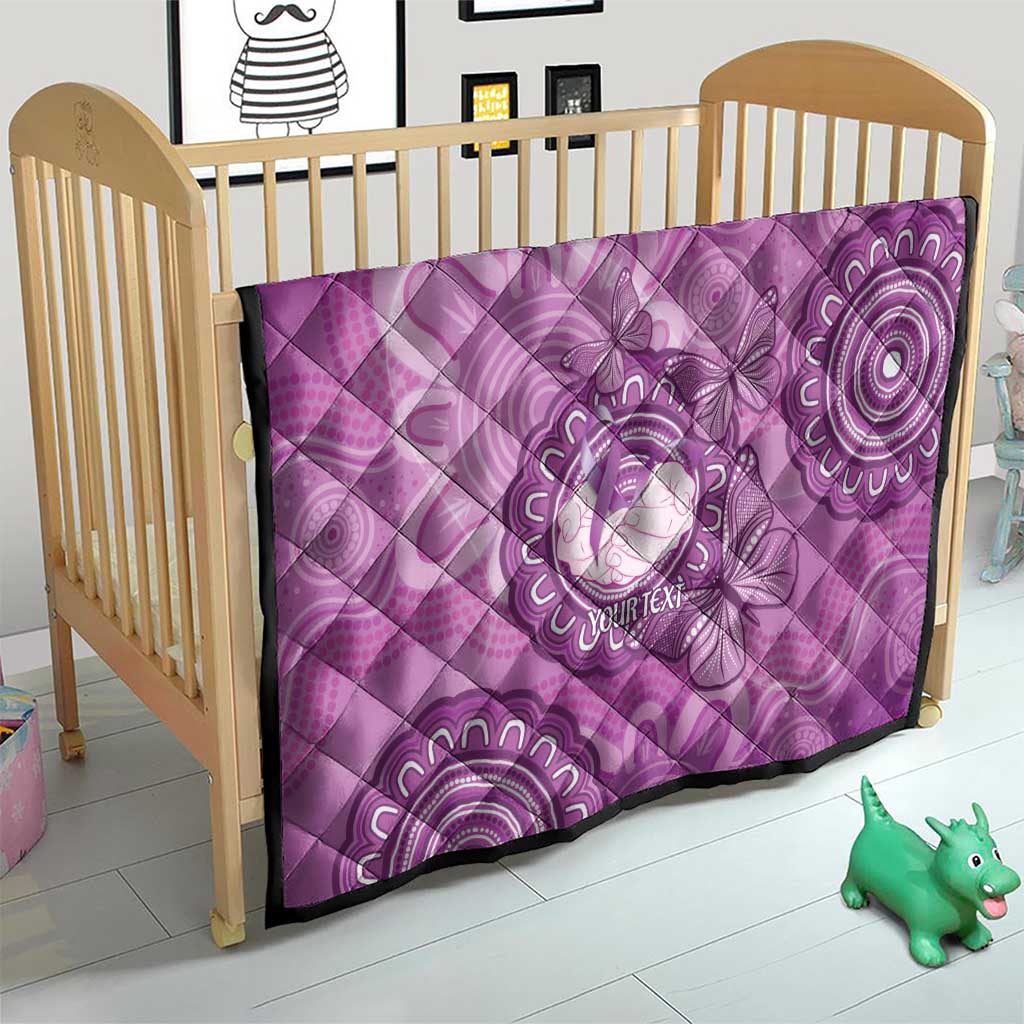 Australia Lupus Awareness Month Personalised Quilt Warrior Purple Ribbon Butterflies Indigenous Art