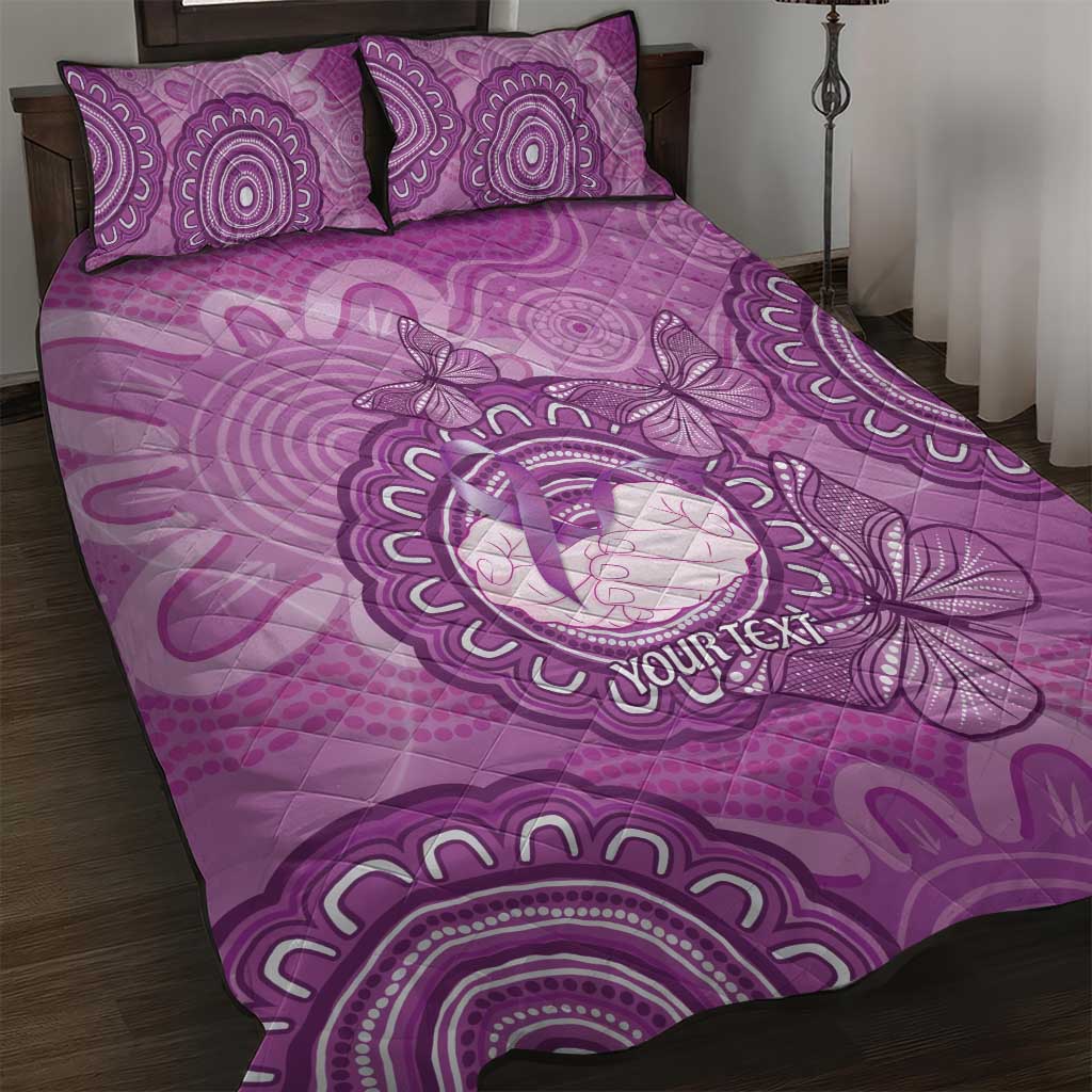 Australia Lupus Awareness Month Personalised Quilt Bed Set Warrior Purple Ribbon Butterflies Indigenous Art