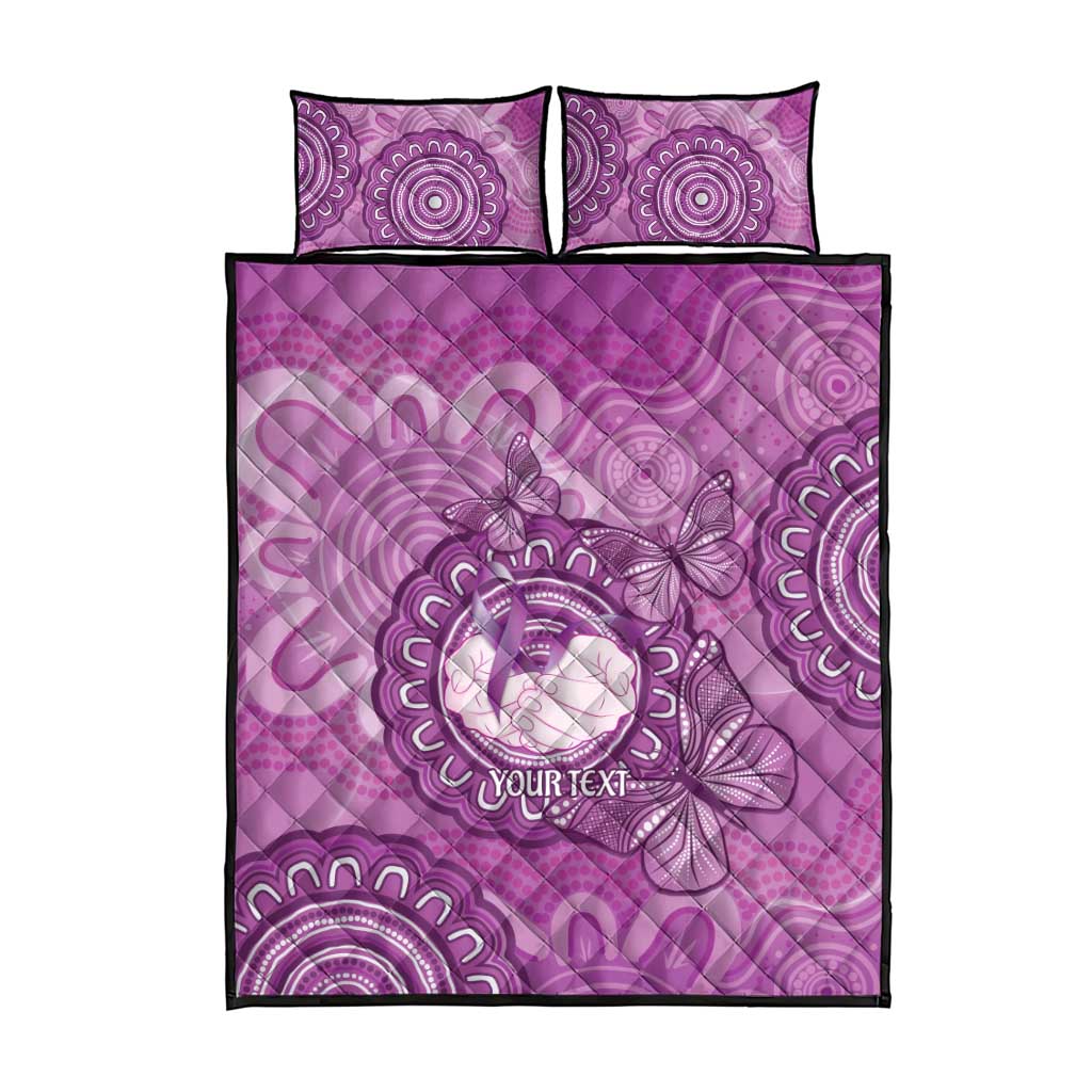Australia Lupus Awareness Month Personalised Quilt Bed Set Warrior Purple Ribbon Butterflies Indigenous Art