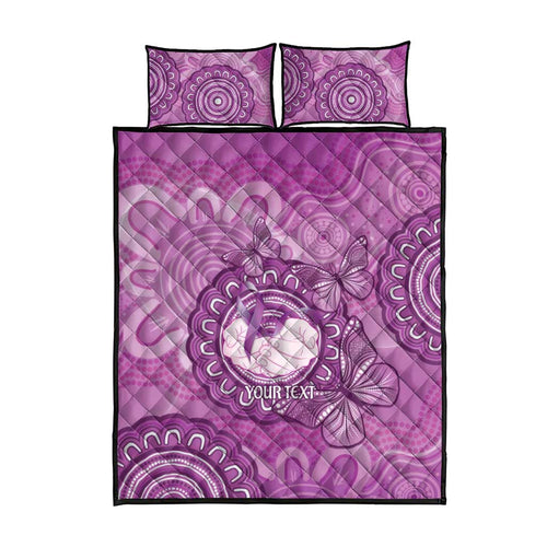 Australia Lupus Awareness Month Personalised Quilt Bed Set Warrior Purple Ribbon Butterflies Indigenous Art