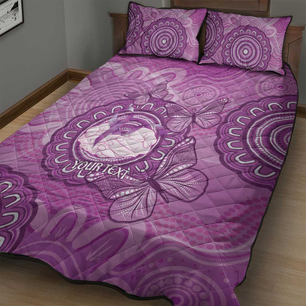 Australia Lupus Awareness Month Personalised Quilt Bed Set Warrior Purple Ribbon Butterflies Indigenous Art
