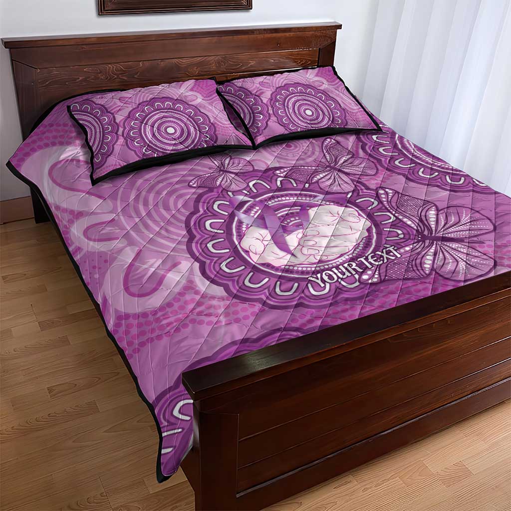 Australia Lupus Awareness Month Personalised Quilt Bed Set Warrior Purple Ribbon Butterflies Indigenous Art