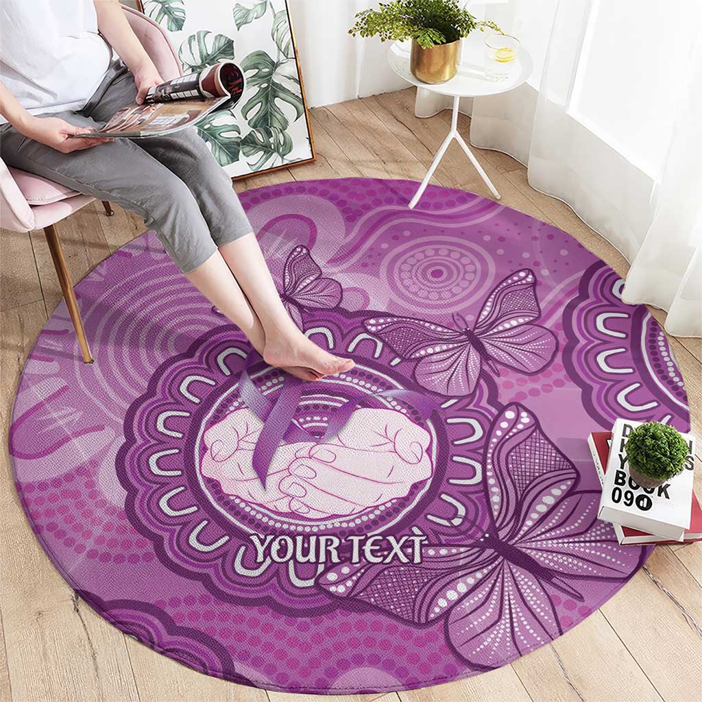 Australia Lupus Awareness Month Personalised Round Carpet Warrior Purple Ribbon Butterflies Indigenous Art