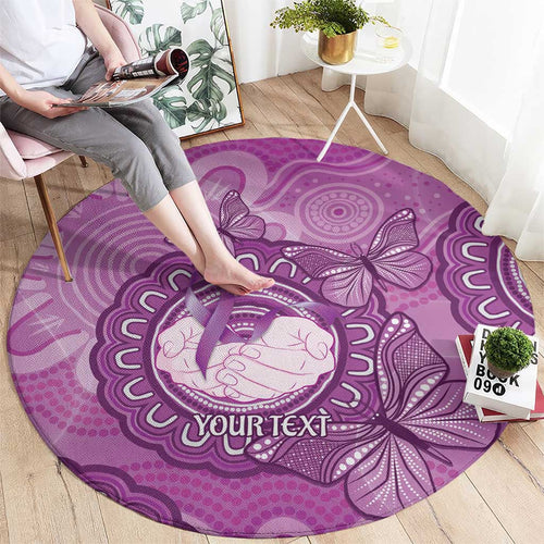 Australia Lupus Awareness Month Personalised Round Carpet Warrior Purple Ribbon Butterflies Indigenous Art